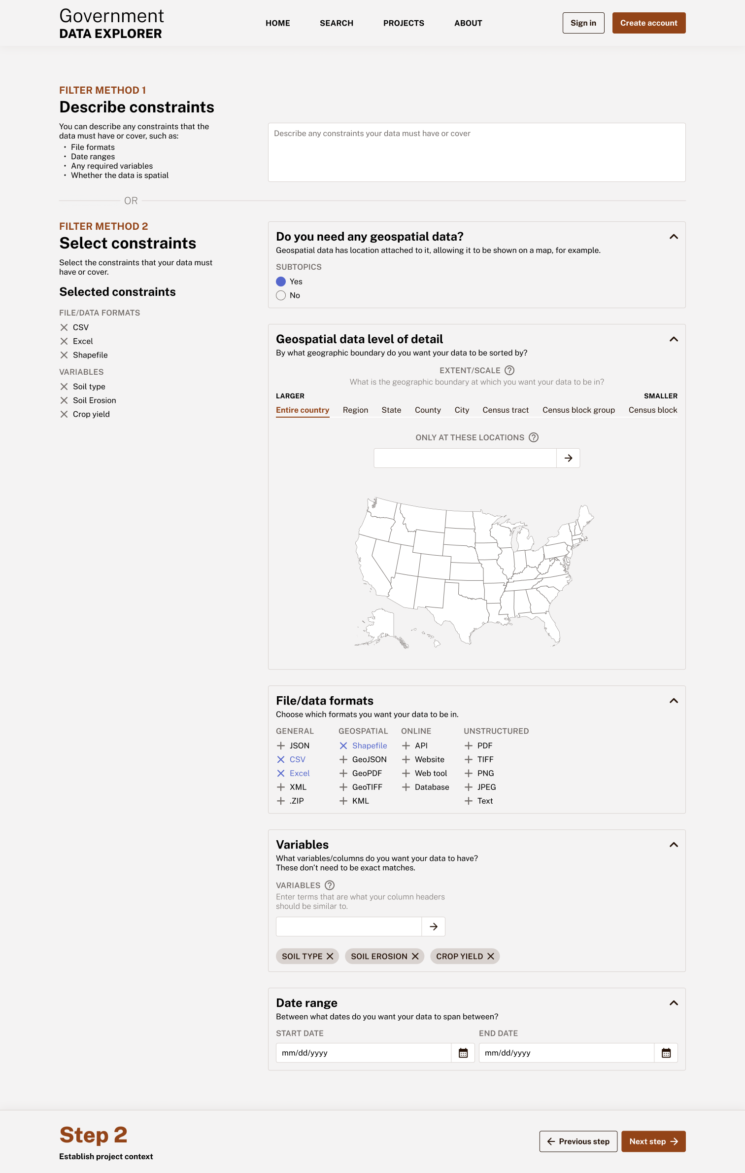 Step 2 of the search process.