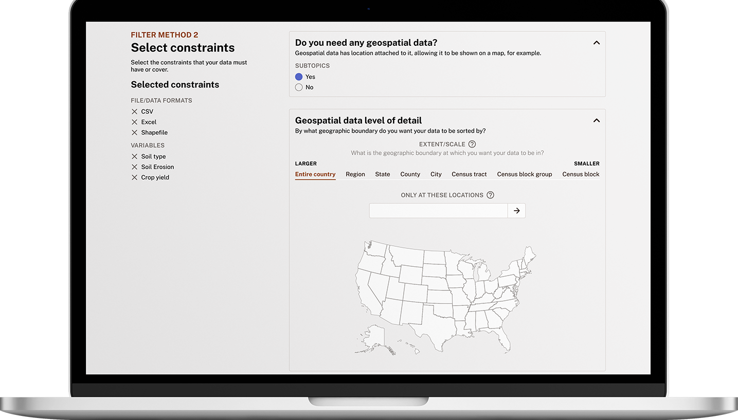Government Data Finder mockup