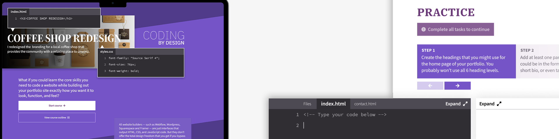 Mockup of Coding by Design pages.