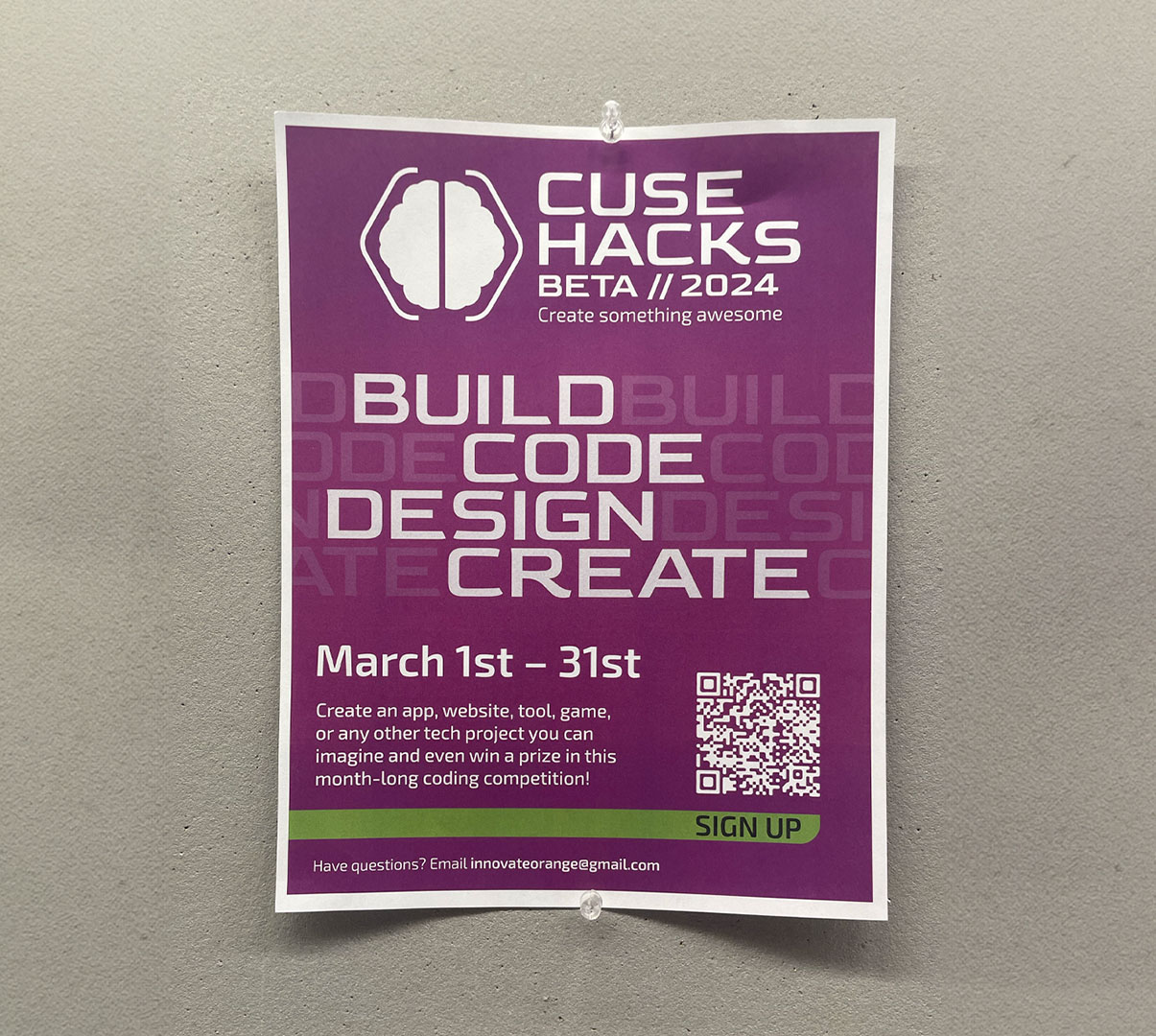 A flyer for CuseHacks 2024.