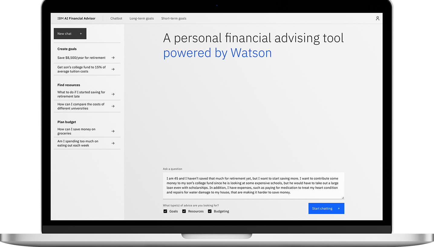 AI financial advisor mockup