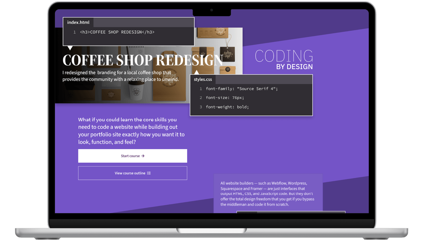 The landing page for Coding by Design.